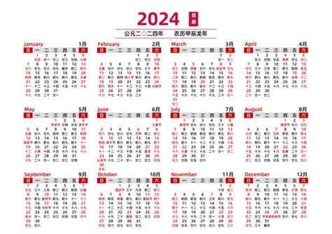 2024年 甚麼年|2024年黃歷對照表，2024年公歷農曆表，2024年陰曆陽曆表